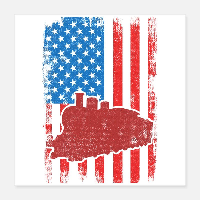 4. Juli USA Eisenbahn Poster 40x40 cm