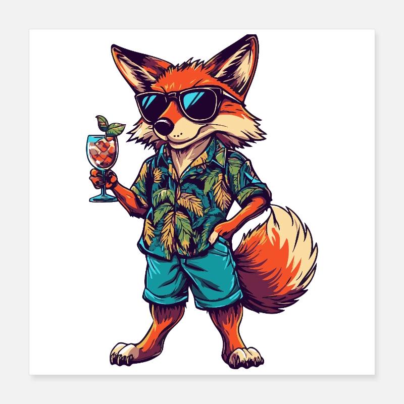 Fox Comic Summer Poster 40 x 40 cm