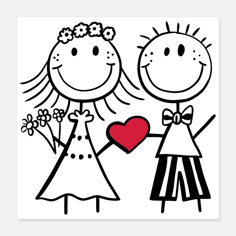 Loving newlyweds - wedding - heart - gift Poster 16" x 16" (40x40 cm)