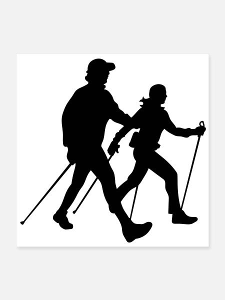 Nordic walking - Poster 40x40 cm - Weiß