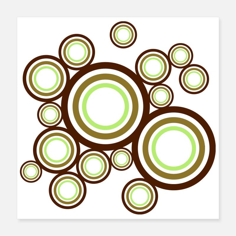 Cercles rétro multicolores Poster 40 x 40 cm