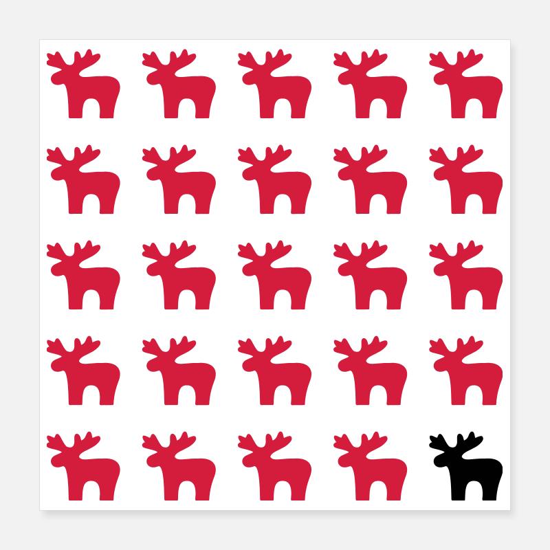 Moose Moose Pattern I Noël - Poster 40 x 40 cm - blanc