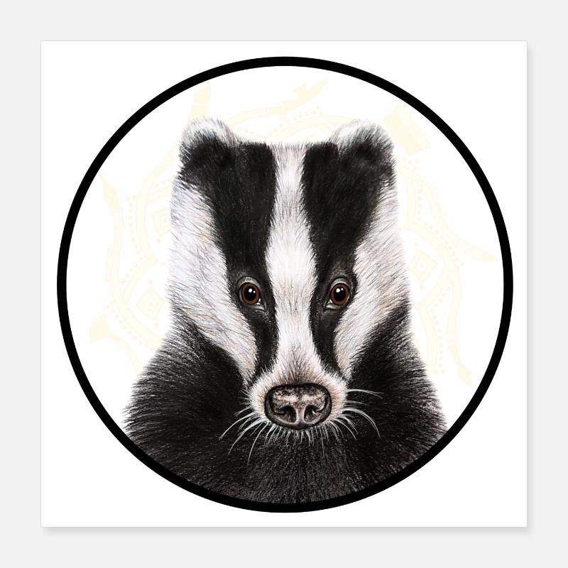 Dachs /Badger mit Logo Poster 40x40 cm