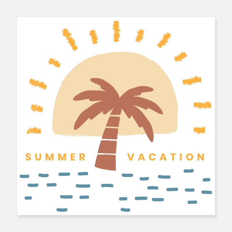 Logo de vacances Sunset Palm Poster 40 x 40 cm