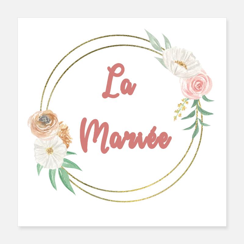 La Mariée - frame or et fleurs Poster 40 x 40 cm