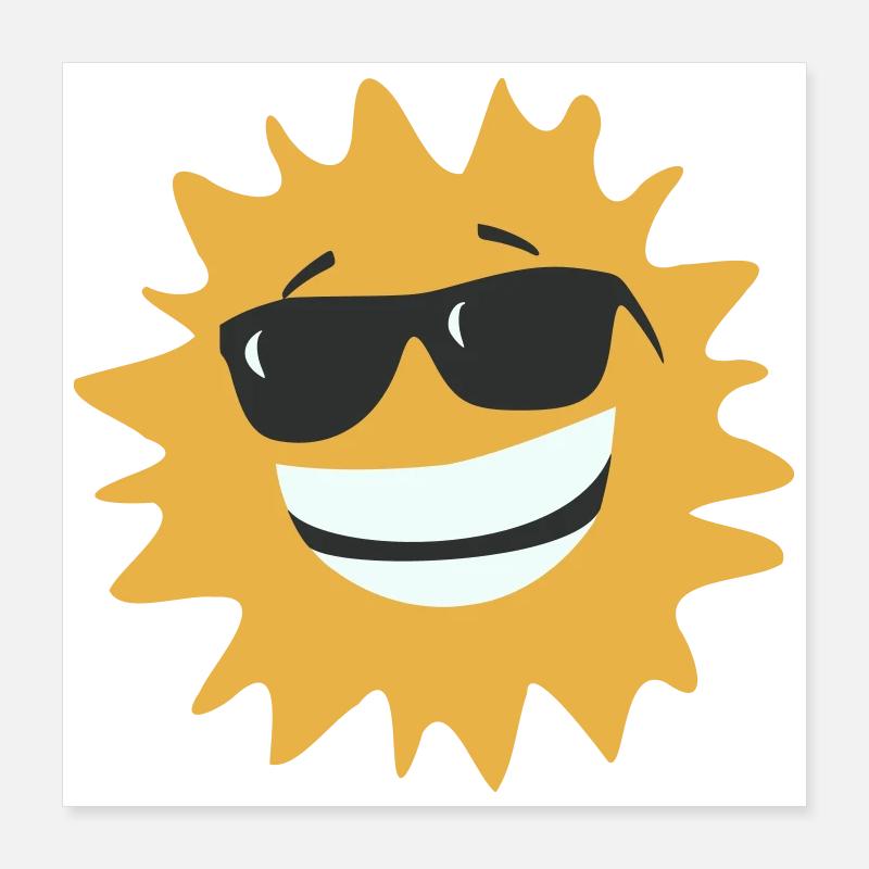 Sunburst Smiling with Sunglasses Poster 16" x 16" (40x40 cm)