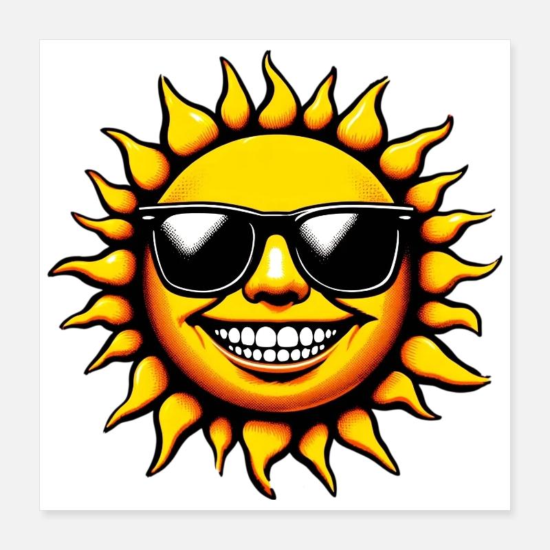 Sonne mit Sonnenbrille Poster 40x40 cm