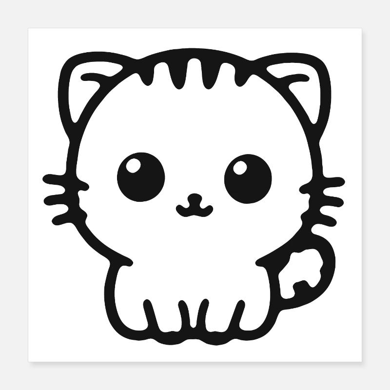 Cuddly Kitten Line Drawing Poster 16" x 16" (40x40 cm)