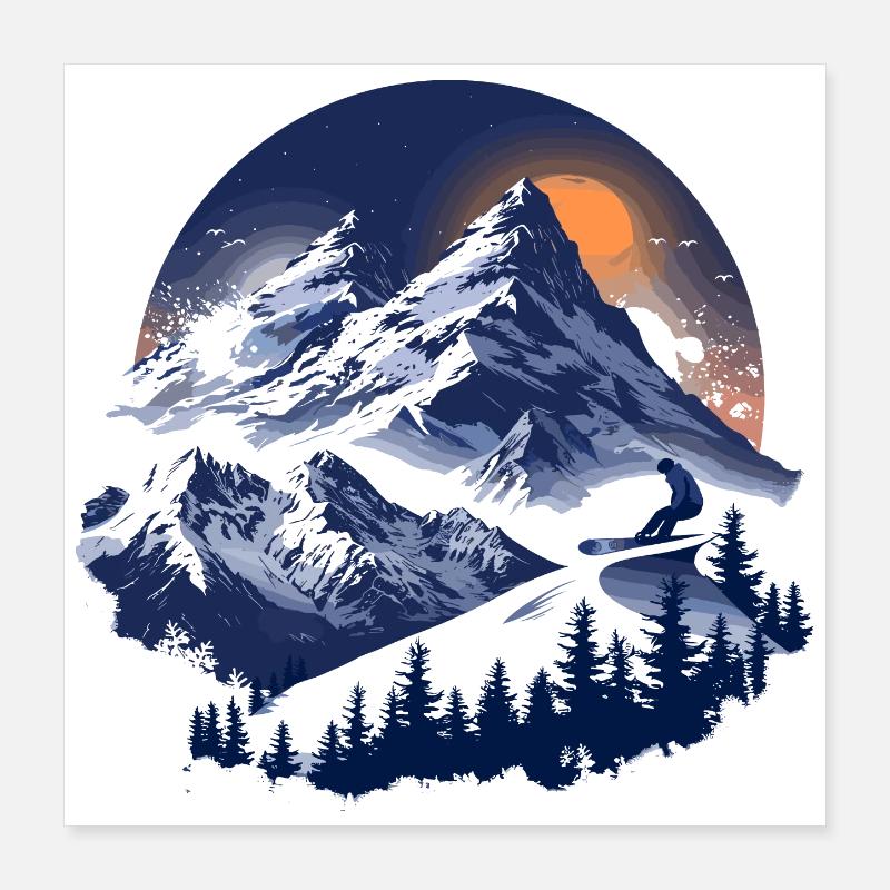 Snowboarding Grafik Poster 40x40 cm