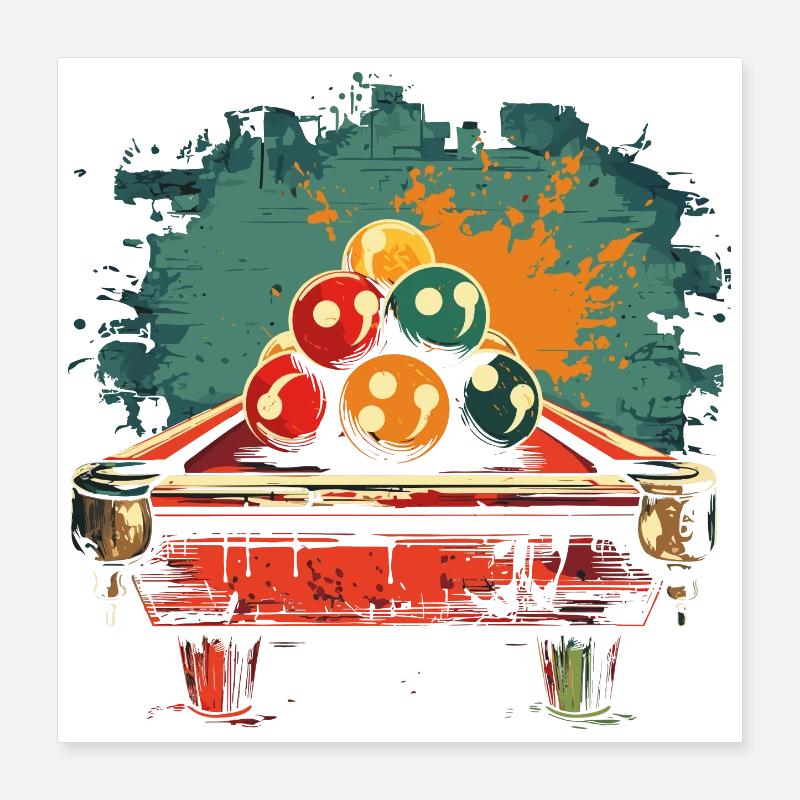 Billiard Comic Style Poster 16" x 16" (40x40 cm)