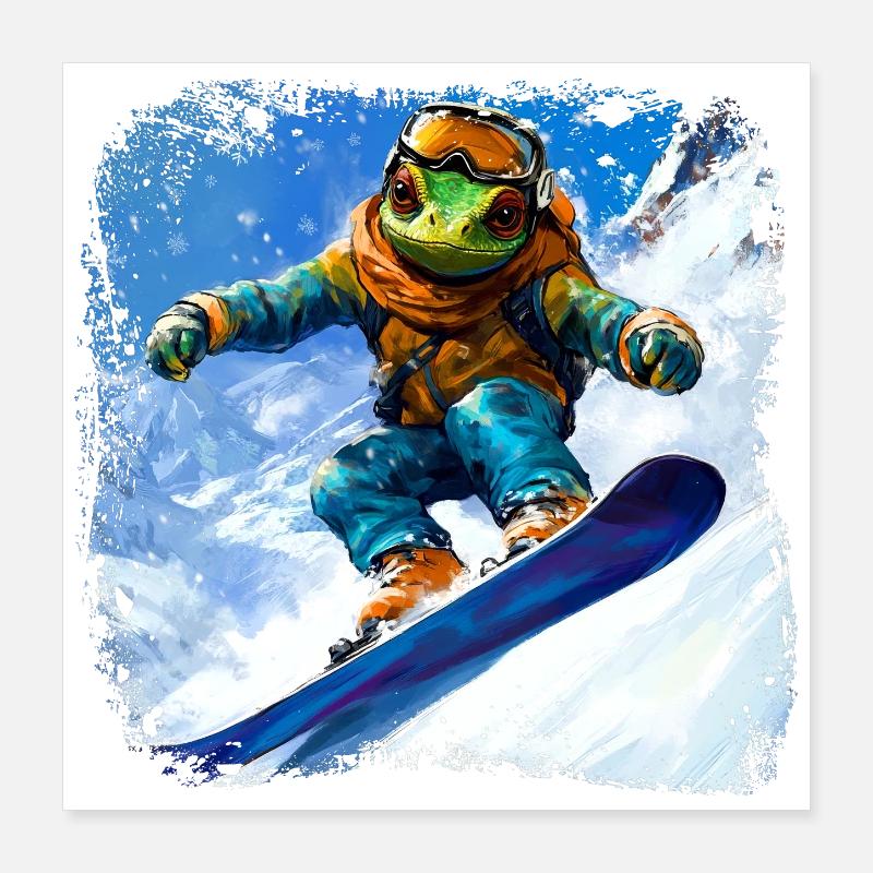 Snowboard Caméléon Poster 40 x 40 cm