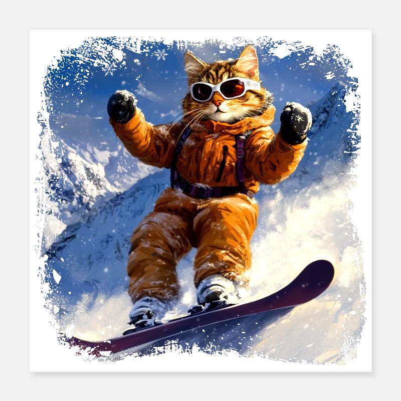 Planche à neige pour chat Poster 40 x 40 cm
