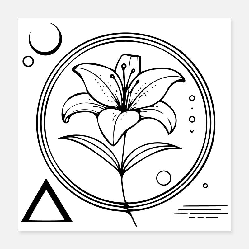 Géométrie florale – le lys comme symbole Poster 40 x 40 cm