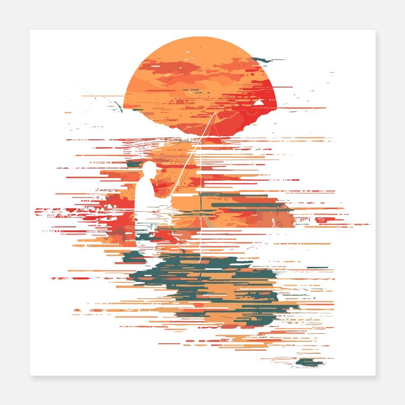 Illustration de pêche Poster 40 x 40 cm