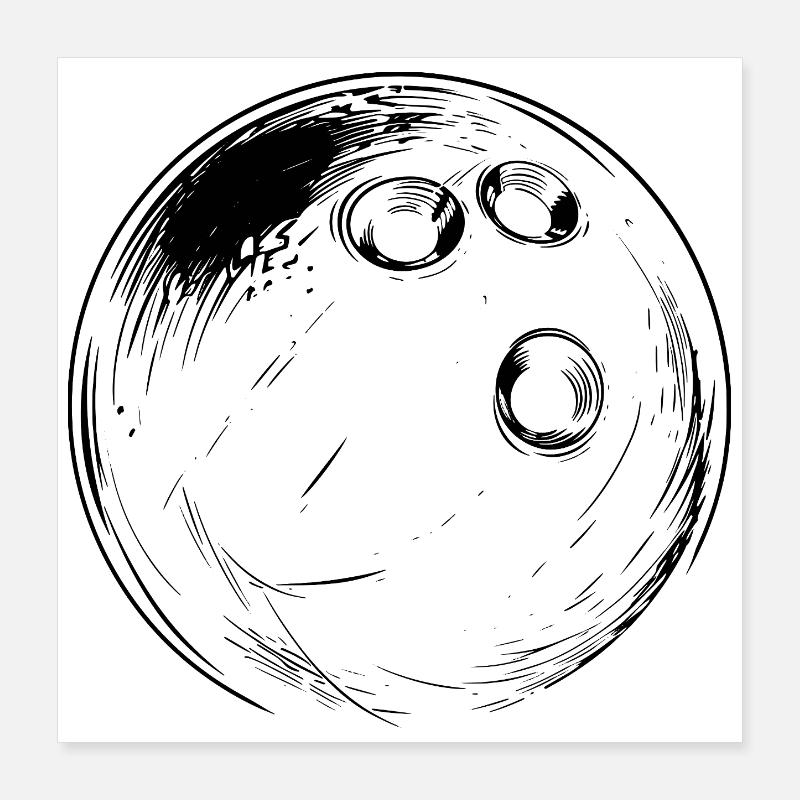Bowling Drawing Poster 16" x 16" (40x40 cm)