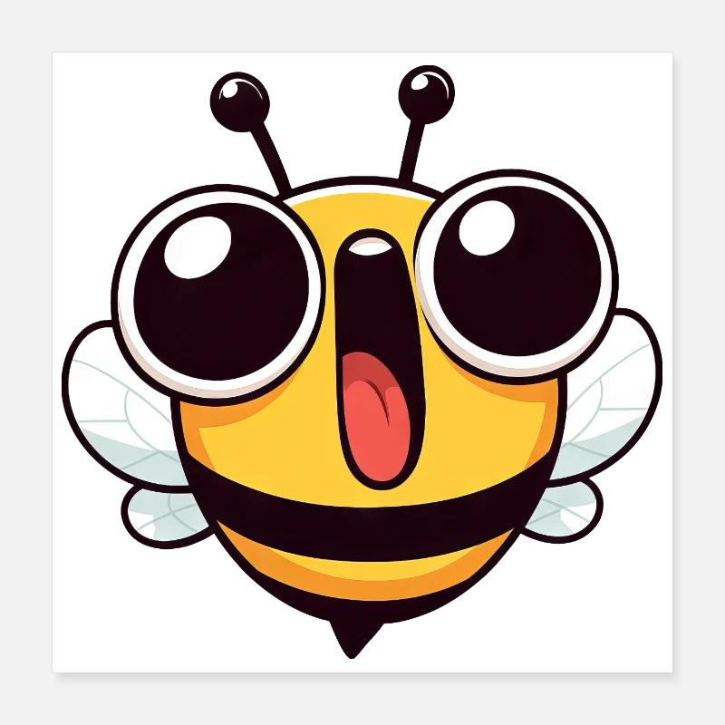 Euphoric Bee Meme Cartoon Face Joy Poster 16" x 16" (40x40 cm)