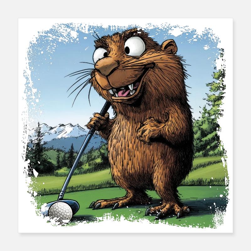 Golfer Groundhog Poster 16" x 16" (40x40 cm)