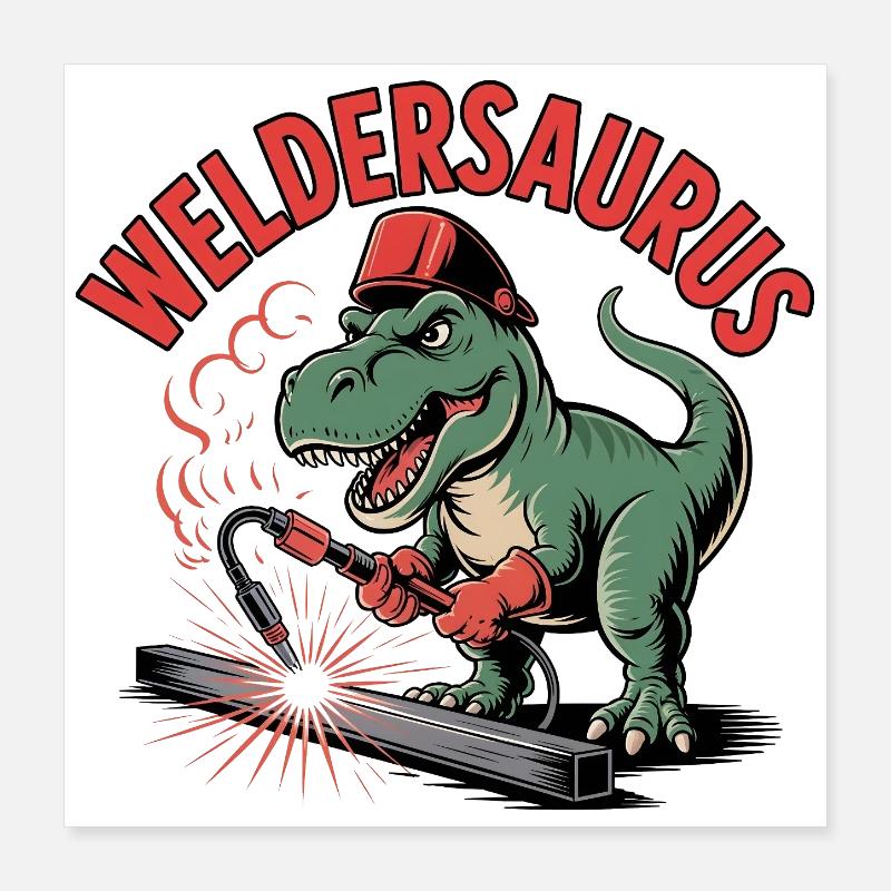 Weldersaurus Funny Welding Dinosaur Poster 16" x 16" (40x40 cm)