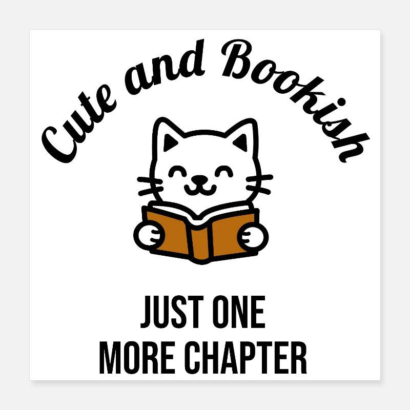 Cute Cat Reading Book  Poster 16" x 16" (40x40 cm)