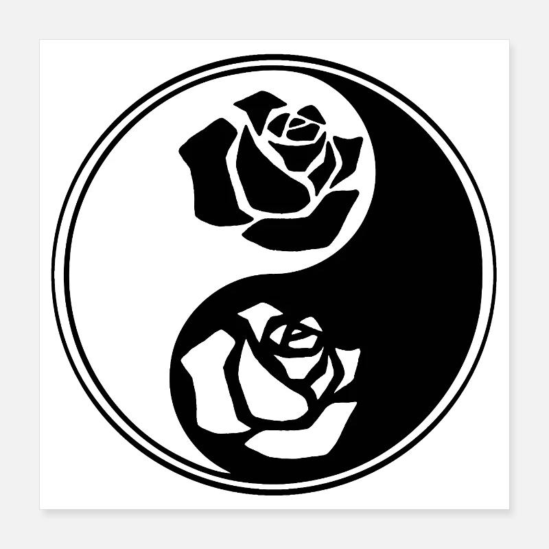 Fleur yin yang Poster 40 x 40 cm