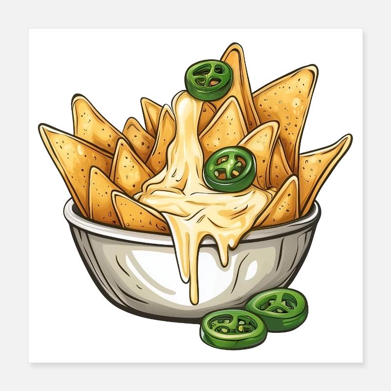 Nachos avec trempette au fromage et jalapenos :) Poster 40 x 40 cm