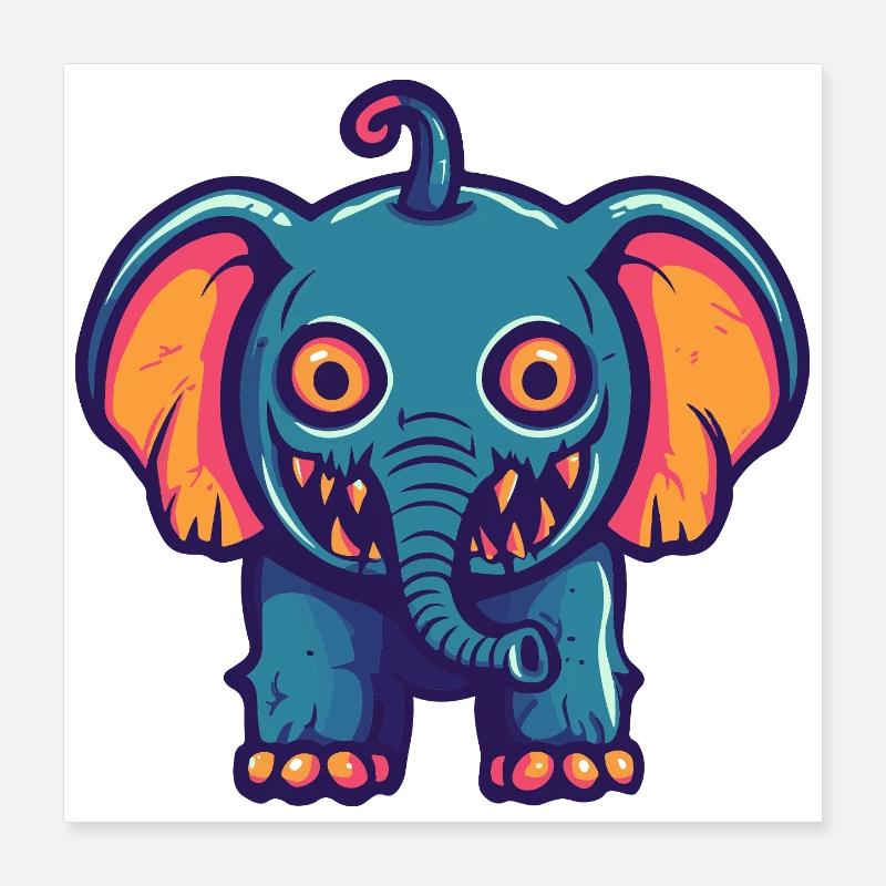Elephant Halloween Comic Funny Poster 16" x 16" (40x40 cm)