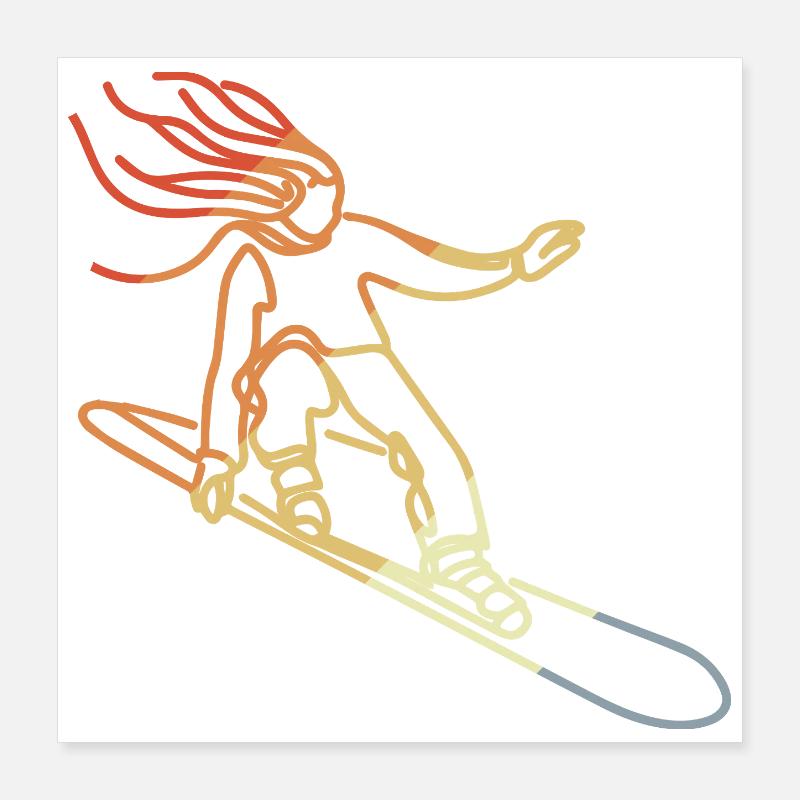 Fille de snowboard rétro Poster 40 x 40 cm