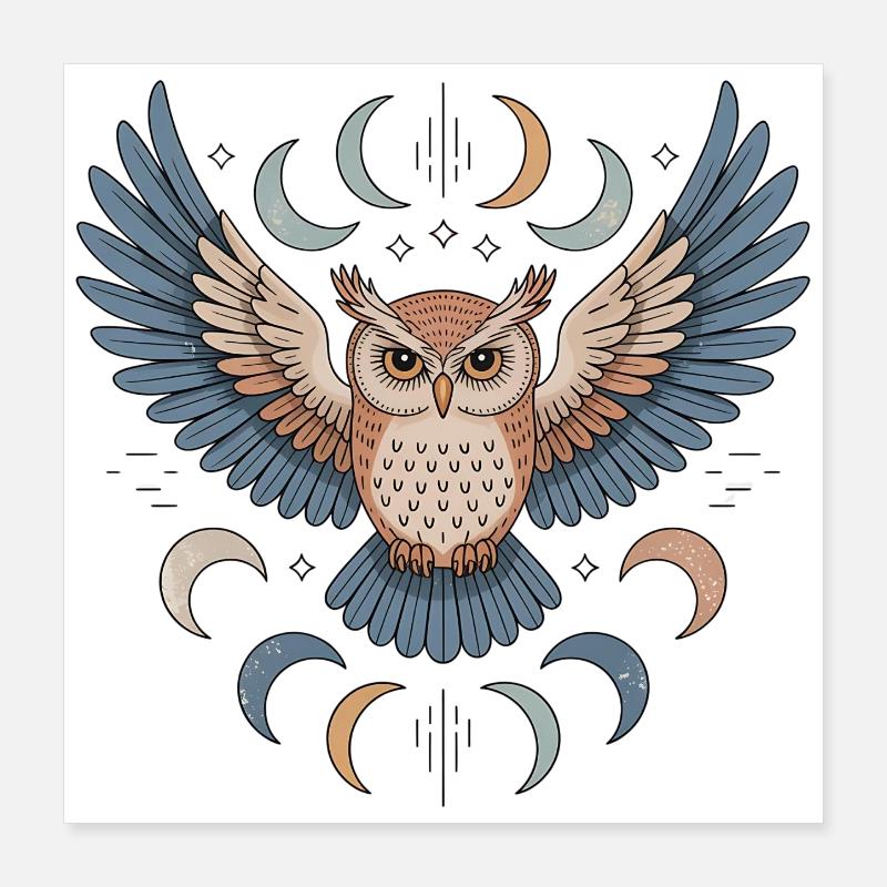 Boho Owl Poster 16" x 16" (40x40 cm)
