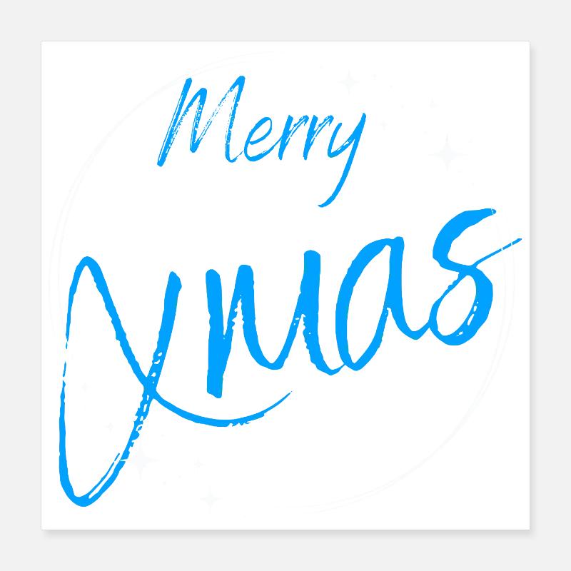 Merry Xmas Script Circle Poster 16" x 16" (40x40 cm)