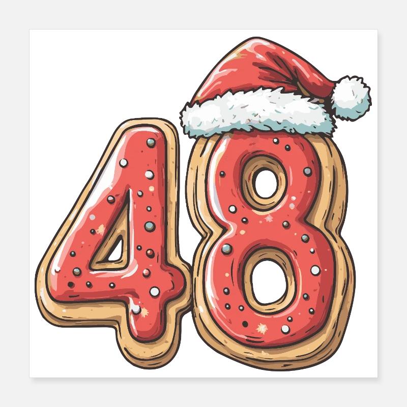 48 Number Biscuit Christmas Poster 16" x 16" (40x40 cm)