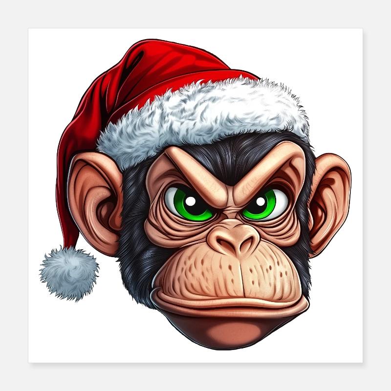 Monkey with Santa hat :) Poster 16" x 16" (40x40 cm)