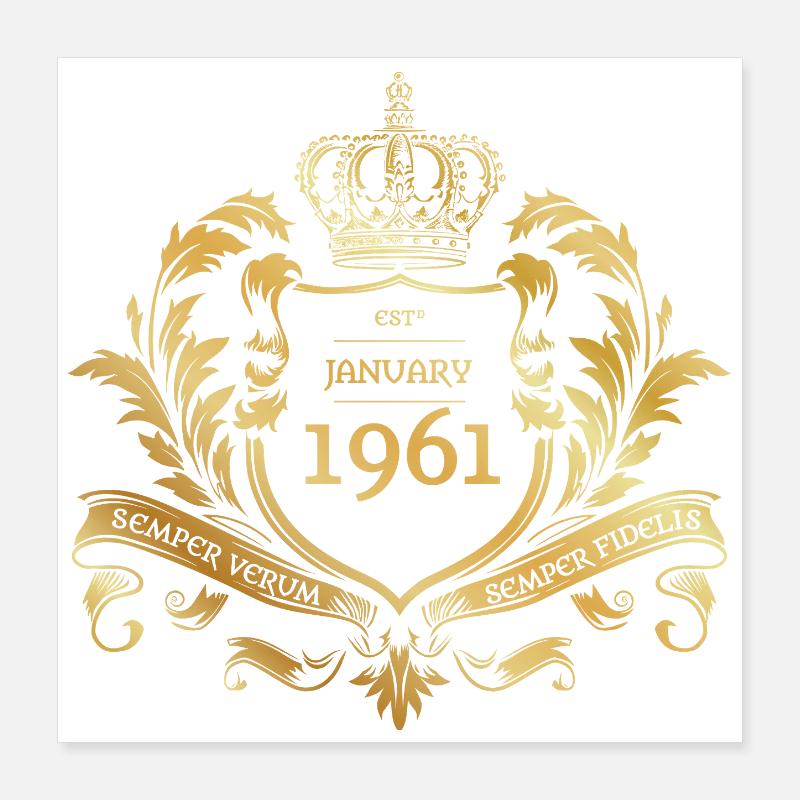65th Birthday Semper Verum - Established 01/1961 Poster 16" x 16" (40x40 cm)