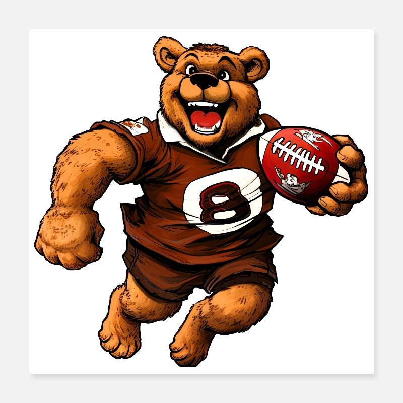 Bears Rugby Poster 40x40 cm
