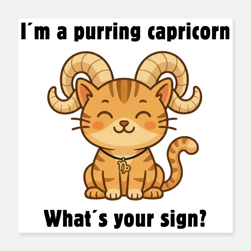 Süße Steinbock Katze – Sternzeichen mit Charme Poster 40x40 cm