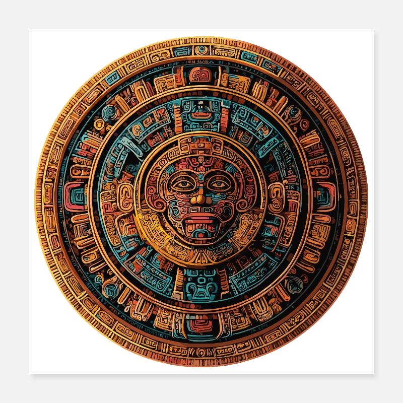 Mandala de Pierre de Soleil Aztèque Poster 40 x 40 cm