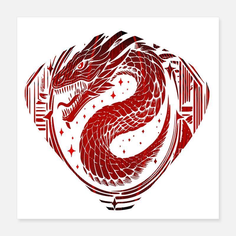 Tourbillon Yin Yang Rouge Poster 40 x 40 cm