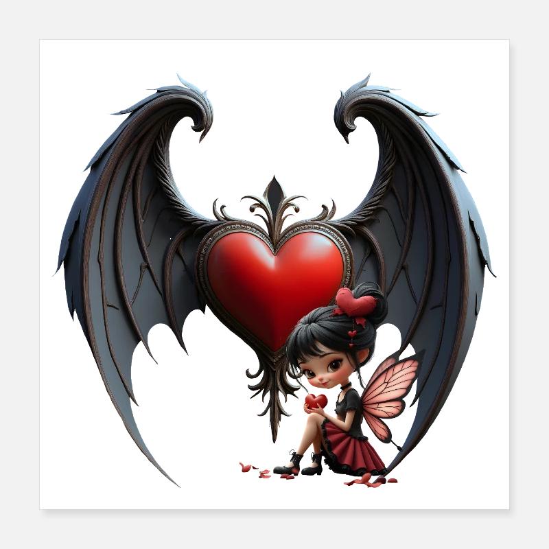 Schattenherz mit Fee Poster 40x40 cm