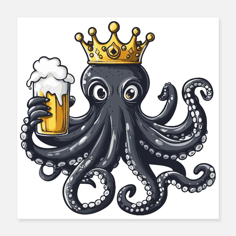 Roi de la bière Octopus Poster 40 x 40 cm