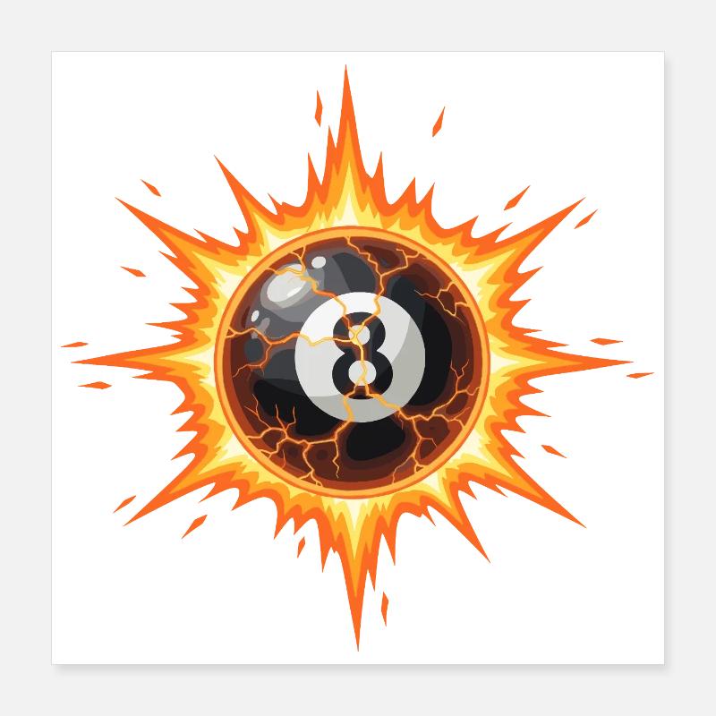 Explosion de Boule de Feu 8-Boules Poster 40 x 40 cm