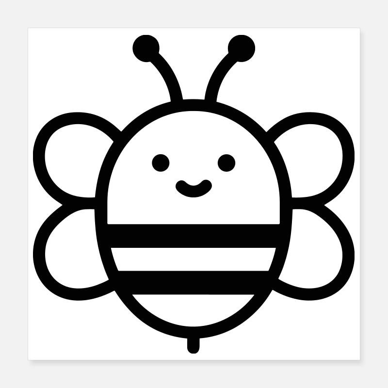 Smiling Minimalist Bee Poster 40x40 cm