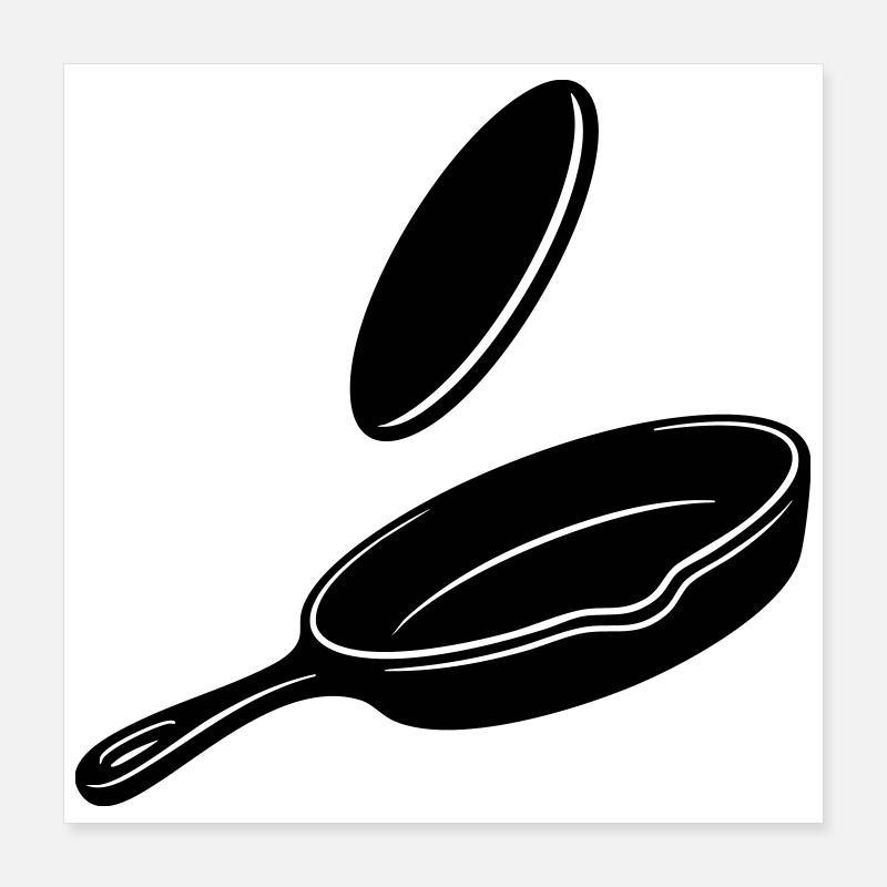 Pancake Flip Skillet Silhouette Poster 40x40 cm