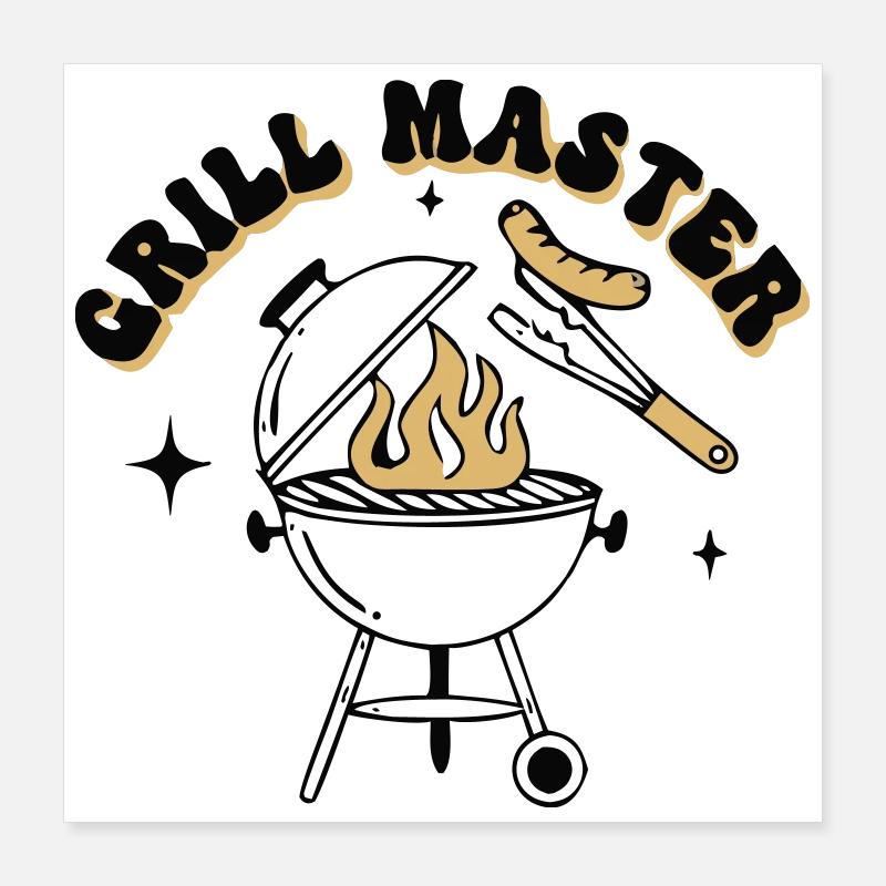 Papa du Maître BBQ Grill Drôle Poster 40 x 40 cm