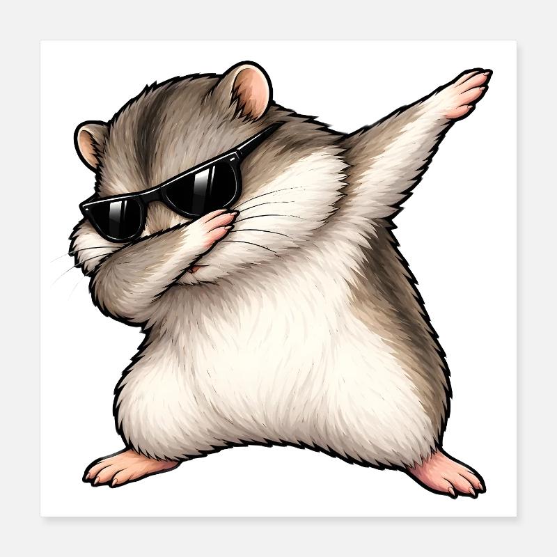 Dabbing Dschungarian Dwarf Hamster Poster 16" x 16" (40x40 cm)