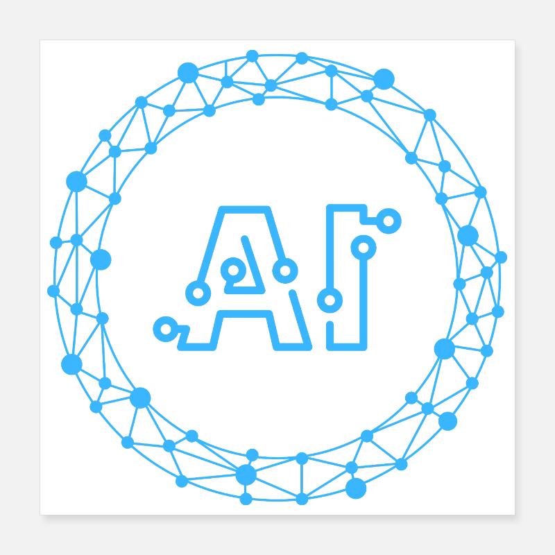 Futuristisches KI-Datennetzwerk-Symbol Poster 40x40 cm