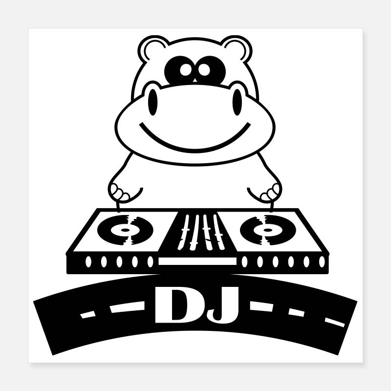 hippo_dj Poster 16" x 16" (40x40 cm)