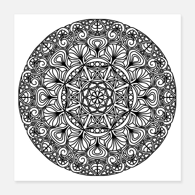 Art Nouveau Mandala black and white Poster 16" x 16" (40x40 cm)