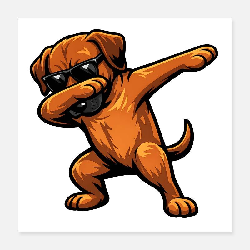 Dabbing Rhodesian Ridgeback Poster 16" x 16" (40x40 cm)