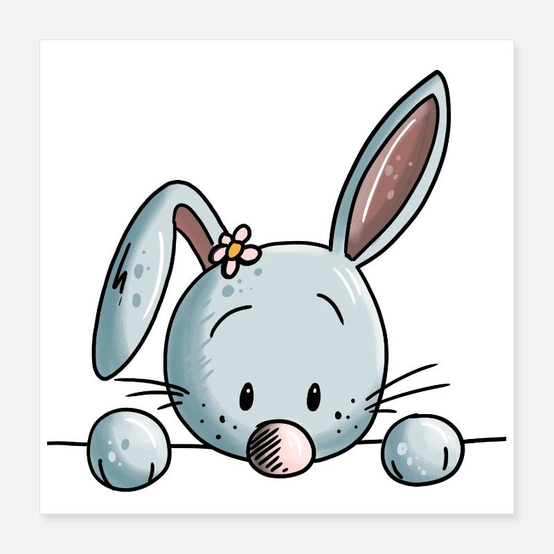 Cute little rabbit - bunny - bunny - comic Poster 16" x 16" (40x40 cm)