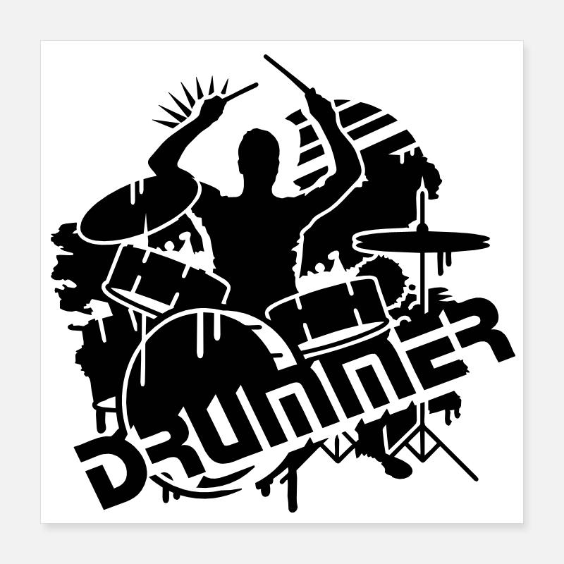 Un batteur et sa batterie Poster 40 x 40 cm