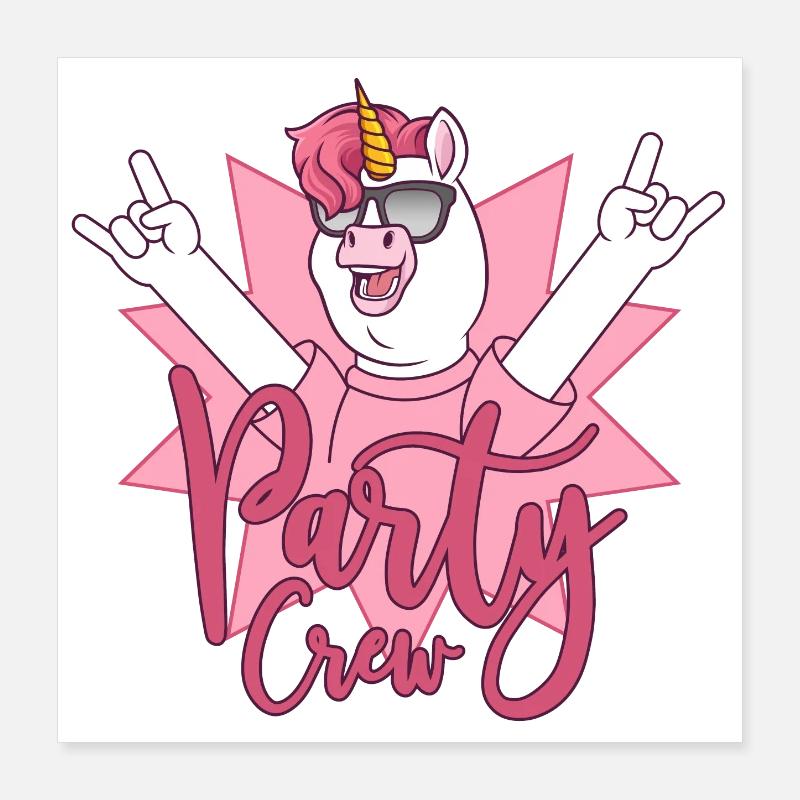 Party Crew Einhorn Poster 40x40 cm